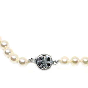 Mid-Century Retro Japanese Saltwater Cultured Akoya Pearl Necklace - Sterling Silver 19 Inch