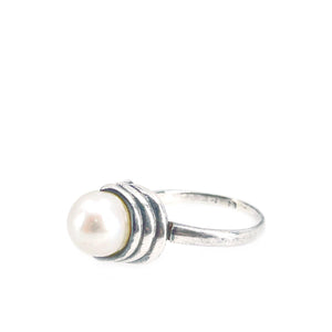 Art Deco Japanese Saltwater Akoya Cultured Pearl Ring- Sterling Silver Sz 5