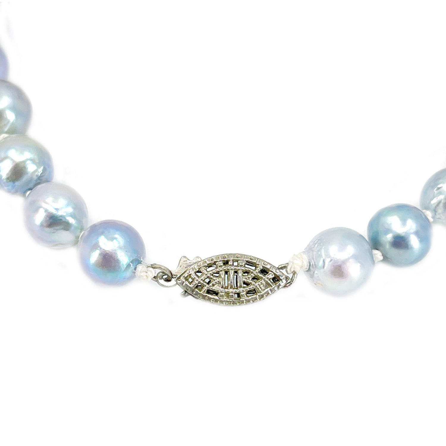 Japanese Blue Saltwater Akoya Cultured Pearl Baroque Vintage Bracelet- Sterling Silver