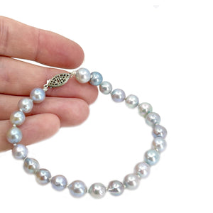 Japanese Blue Saltwater Akoya Cultured Pearl Baroque Vintage Bracelet- Sterling Silver