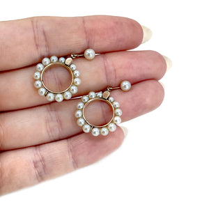 Sakata Designer Rose Gold Akoya Saltwater Cultured Pearl Vintage Screwback Hoop Earrings- 10K Rose Gold
