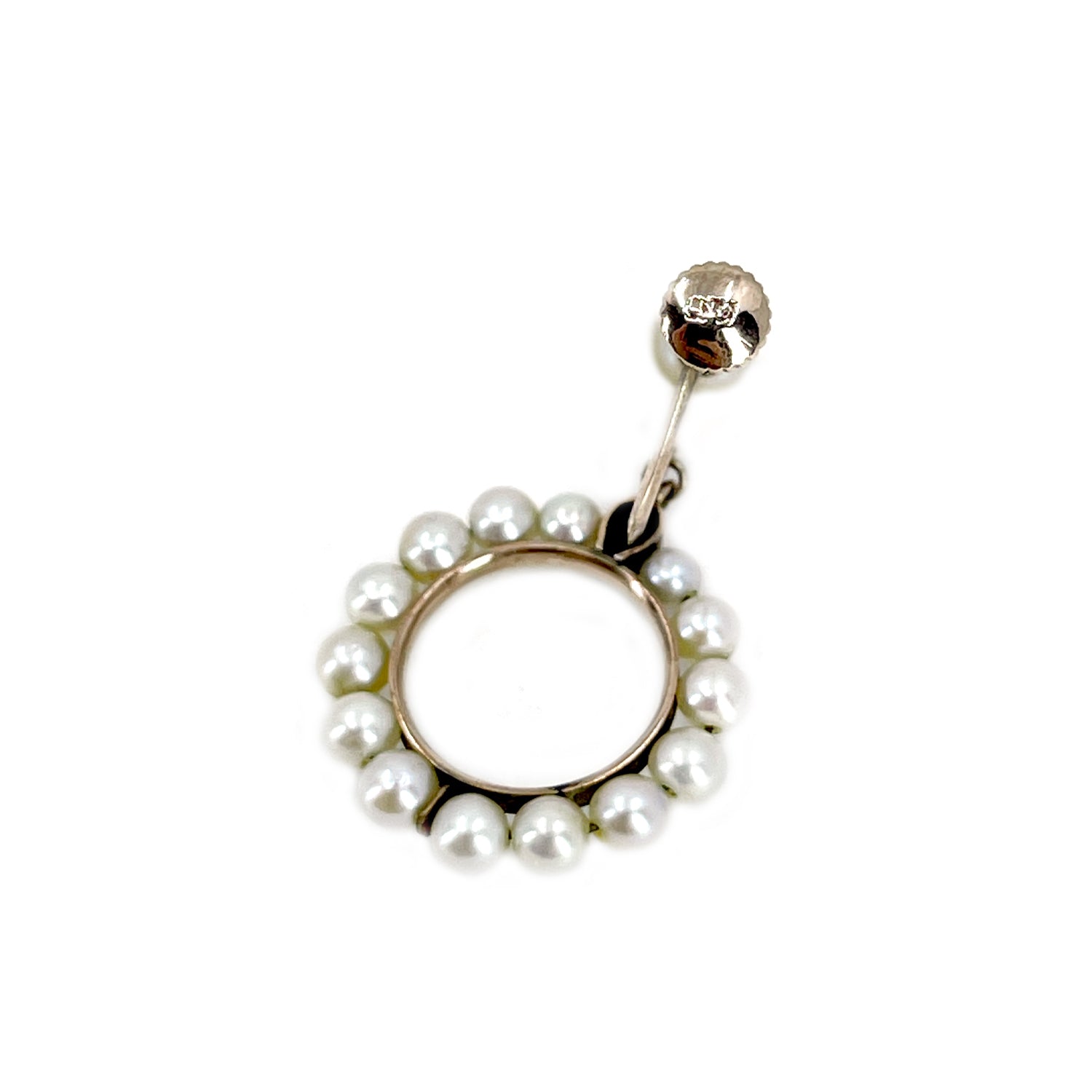 Sakata Designer Rose Gold Akoya Saltwater Cultured Pearl Vintage Screwback Hoop Earrings- 10K Rose Gold