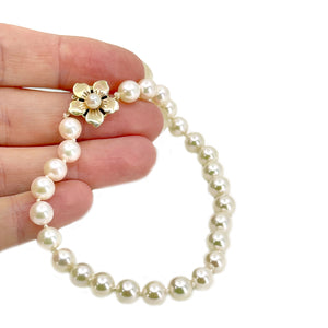 Sakura Vintage Mid-Century Japanese Saltwater Akoya Cultured Pearl Bracelet- 14K Yellow Gold