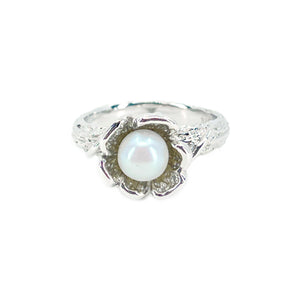 Sakura Cherry Blossom Japanese Saltwater Akoya Cultured Pearl Ring- Sterling Silver Sz 7 3/4