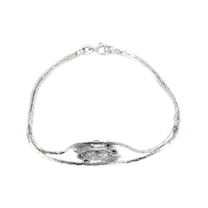 Blue Japanese Saltwater Akoya Cultured Pearl Sapphire Vintage Bracelet- 835 Coin Silver