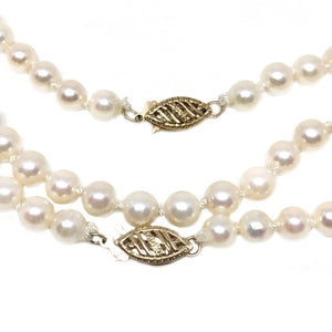 Set Japanese Saltwater Cultured Akoya Pearl Necklace & Bracelet - 14K Yellow Gold 26 Inch