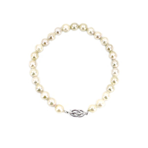 Japanese Intertwined Hearts Saltwater Akoya Cultured Pearl Bracelet- Sterling Silver