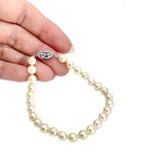 Japanese Intertwined Hearts Saltwater Akoya Cultured Pearl Bracelet- Sterling Silver