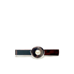 High Polish Mid Century Modern Men's Japanese Saltwater Akoya Cultured Pearl Tie Bar- Sterling Silver