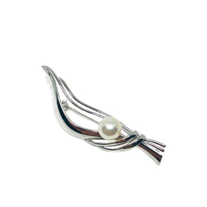 Modern Japanese Saltwater Akoya Cultured Pearl Brooch Pendant- Sterling Silver - Vintage Valuable Pearls