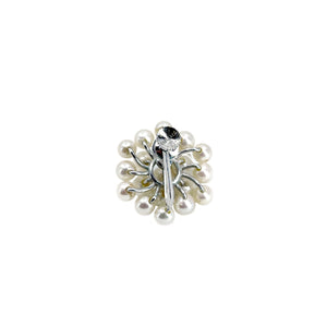 Snowflake Cluster Modern Akoya Saltwater Cultured Pearl Vintage Screwback Earrings- Sterling Silver