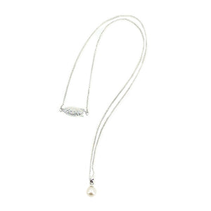 Mid Century Modern Japanese Cultured Akoya Solitaire Pearl Pendant- Sterling Silver
