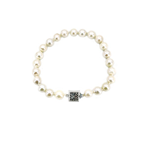 Vintage Japanese Baroque Saltwater Akoya Cultured Pearl Bracelet- Sterling Silver