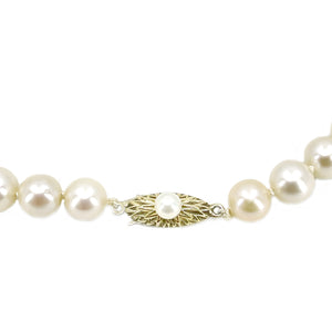 Starburst Large Vintage Japanese Saltwater Cultured Akoya Pearl Necklace - Sterling Silver 18 Inch