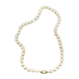 Starburst Large Vintage Japanese Saltwater Cultured Akoya Pearl Necklace - Sterling Silver 18 Inch
