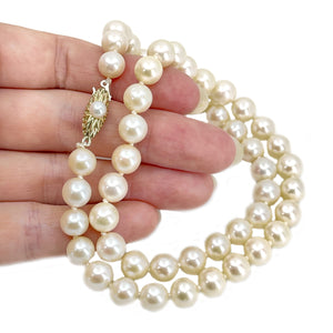 Starburst Large Vintage Japanese Saltwater Cultured Akoya Pearl Necklace - Sterling Silver 18 Inch