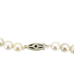 Starburst Large Vintage Japanese Saltwater Cultured Akoya Pearl Necklace - Sterling Silver 18 Inch