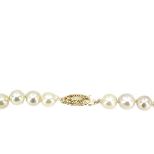 Starburst Filigree Baroque Japanese Cultured Saltwater Akoya Pearl Vintage Necklace - 14K Yellow Gold 22.50 Inch