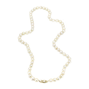 Starburst Filigree Baroque Japanese Cultured Saltwater Akoya Pearl Vintage Necklace - 14K Yellow Gold 22.50 Inch