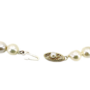 Starburst Filigree Baroque Japanese Cultured Saltwater Akoya Pearl Vintage Necklace - 14K Yellow Gold 22.50 Inch