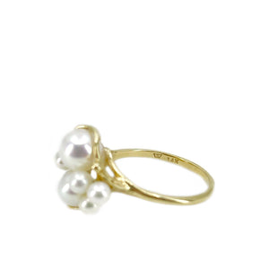 Na Hoku Sultan Cluster Design Japanese Saltwater Akoya Cultured Pearl Ring- 14K Yellow Gold Size 6 1/4