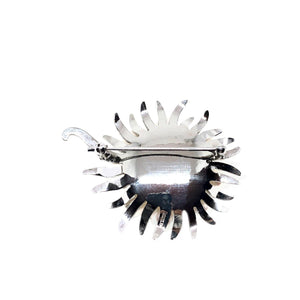 Sunburst Atomic Japanese Saltwater Akoya Pearl Brooch- Sterling Silver