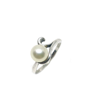 Swirl Japanese Saltwater Akoya Cultured Pearl Ring- Sterling Silver Sz 7 Up