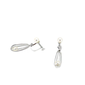 Takashima Designer Akoya Saltwater Cultured Cadged Pearl Screwback Earrings Pendant Set- Sterling Silver