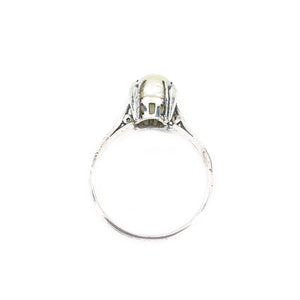 Takashima Art Deco Japanese Saltwater Akoya Cultured Pearl Solitaire Ring- Sterling Silver Sz 5