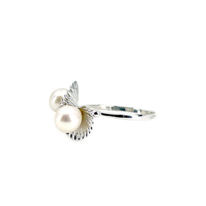 Tasaki Mid-Century Designer Akoya Saltwater Cultured Pearl Vintage Bypass Ring- Sterling Silver