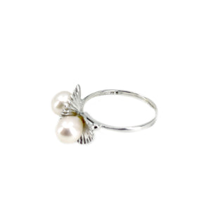 Tasaki Mid-Century Designer Akoya Saltwater Cultured Pearl Vintage Bypass Ring- Sterling Silver