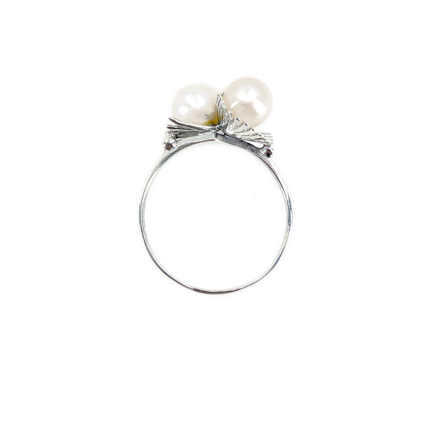 Tasaki Mid-Century Designer Akoya Saltwater Cultured Pearl Vintage Bypass Ring- Sterling Silver