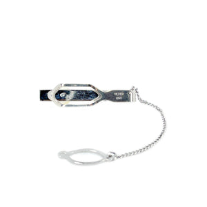 Modernist Textured Mid Century Modern Men's Japanese Saltwater Akoya Cultured Pearl Tie Bar- Sterling Silver
