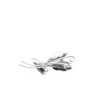 Curtis Creations Japanese Saltwater Cultured Akoya Pearl Brushed Leaf Brooch- Sterling Silver