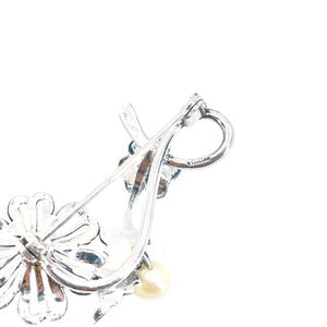 Vintage Bohemian Flower Japanese Akoya Cultured Saltwater Pearl Brooch- Sterling Silver