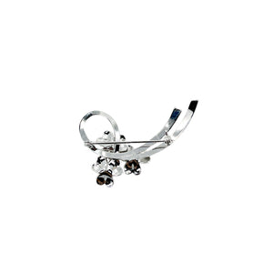 Engraved Clover Japanese Saltwater Akoya Cultured Pearl Vintage Brooch- Sterling Silver