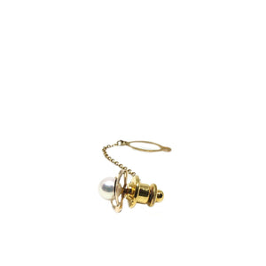 Mid-Century Modern Japanese Saltwater Akoya Cultured Pearl Tie Tac Set- 14K Yellow Gold
