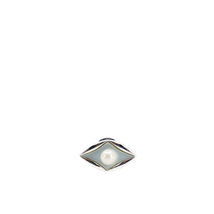 Mid-Century Modern Mother Off Pearl Japanese Saltwater Akoya Cultured Pearl Tie Tac- Sterling Silver