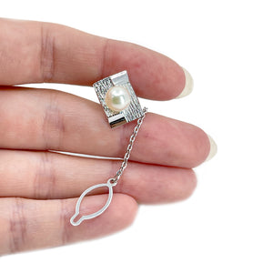 Mid-Century Modern Japanese Saltwater Akoya Cultured Pearl Tie Tac- Sterling Silver