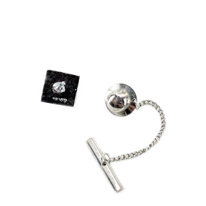 Mid-Century Modern Japanese Saltwater Akoya Cultured Pearl Brushed Tie Tac- Sterling Silver