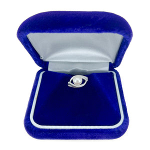 Mid-Century Modern Japanese Saltwater Akoya Cultured Pearl Tie Tac Box- Sterling Silver