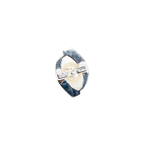 Mid-Century Modern Japanese Saltwater Akoya Cultured Pearl Tie Tac Box- Sterling Silver