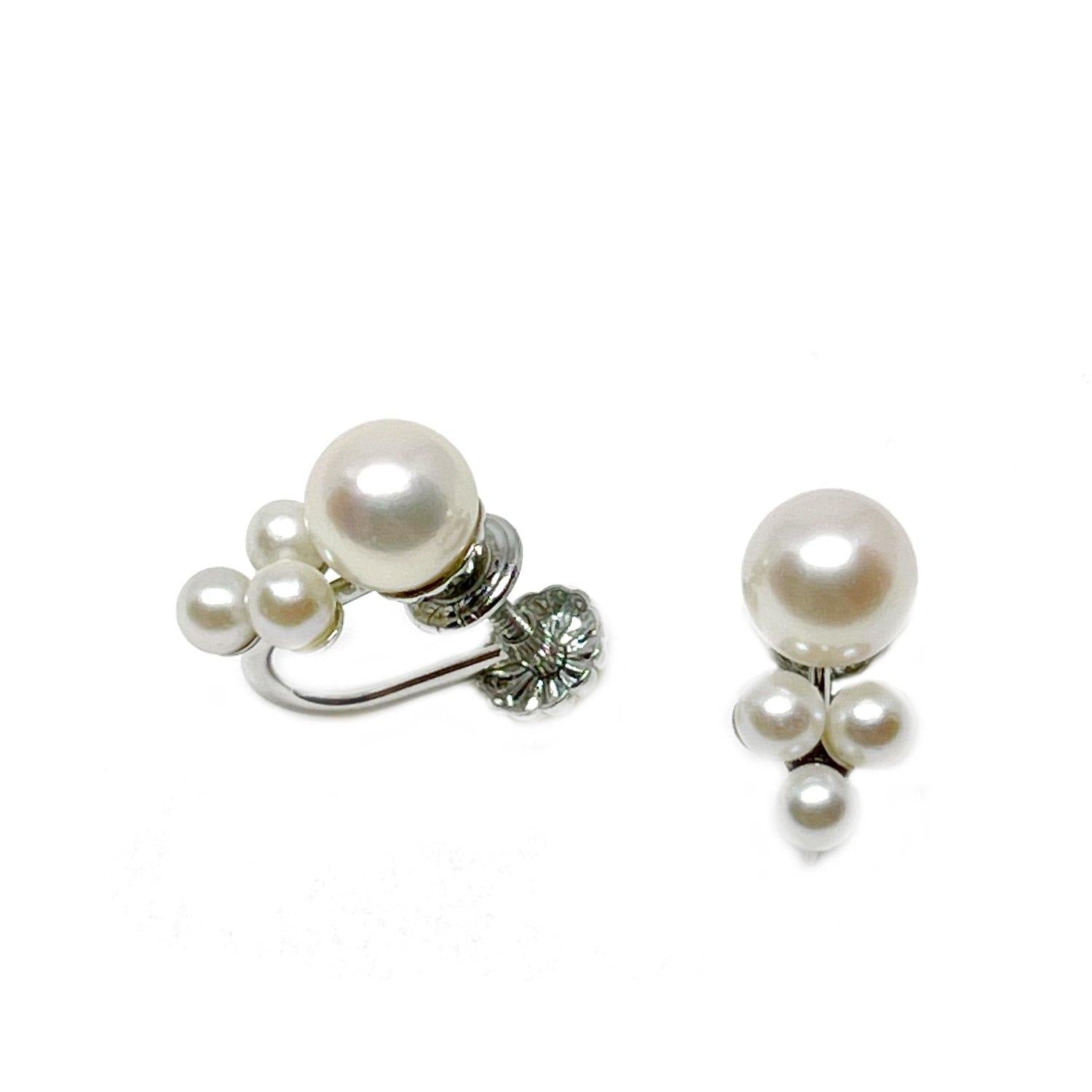 Serenade Akoya Saltwater Cultured Seed Pearl Screwback Earrings- 14K White Gold