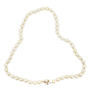 Modernist Japanese Baroque Saltwater Cultured Akoya Pearl Necklace - 14K Yellow Gold Diamond 16.75 Inch
