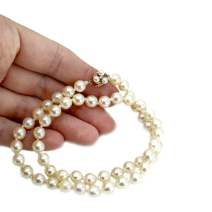 Modernist Japanese Baroque Saltwater Cultured Akoya Pearl Necklace - 14K Yellow Gold Diamond 16.75 Inch