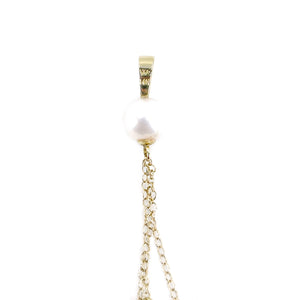 Vintage Triple Dangle Japanese Akoya Saltwater Cultured Pearl Pendant - 14K Yellow Gold