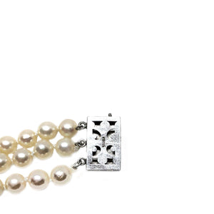 Triple Strand Japanese Saltwater Akoya Cultured Pearl Bracelet- Sterling Silver