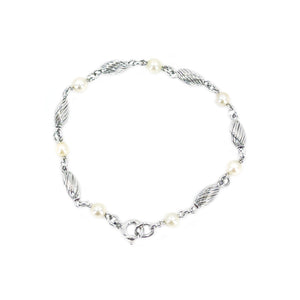 Retro Twist Japanese Saltwater Akoya Cultured Pearl Vintage Bracelet- Sterling Silver