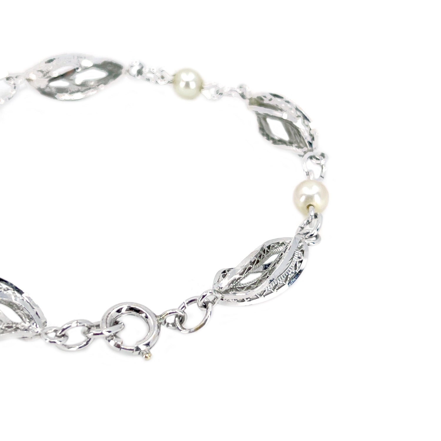 Boho Vintage Twist Japanese Saltwater Akoya Cultured Pearl Bracelet- Sterling Silver