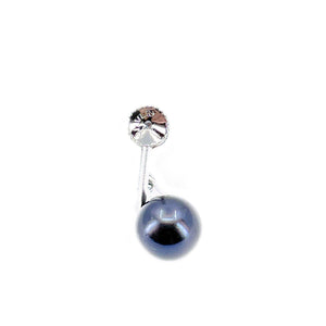Two Tone Drop Akoya Saltwater Cultured Pearl Black & White Screwback Earrings- Sterling Silver